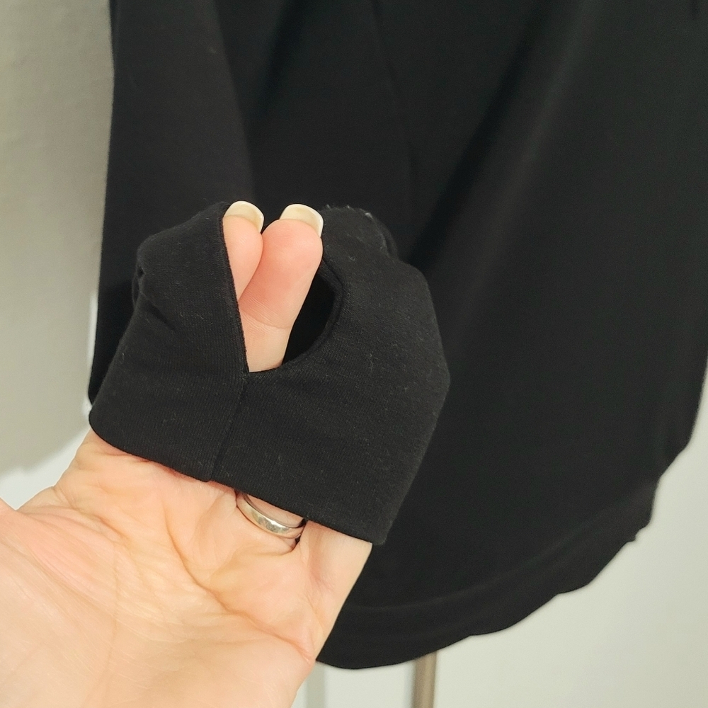 Sweaty Betty Oversize Black Hoodie Pullover XS Zip Pocket Cowl Neck Merino Blend - Picture 6 of 14